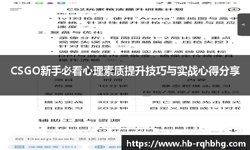 CSGO新手必看心理素质提升技巧与实战心得分享